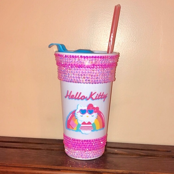 💗HUGE 32oz MEGA BLING RHINESTONE BEDAZZLED HELLO KITTY CUSTOM TUMBLER VENTI CUP - Picture 2 of 9